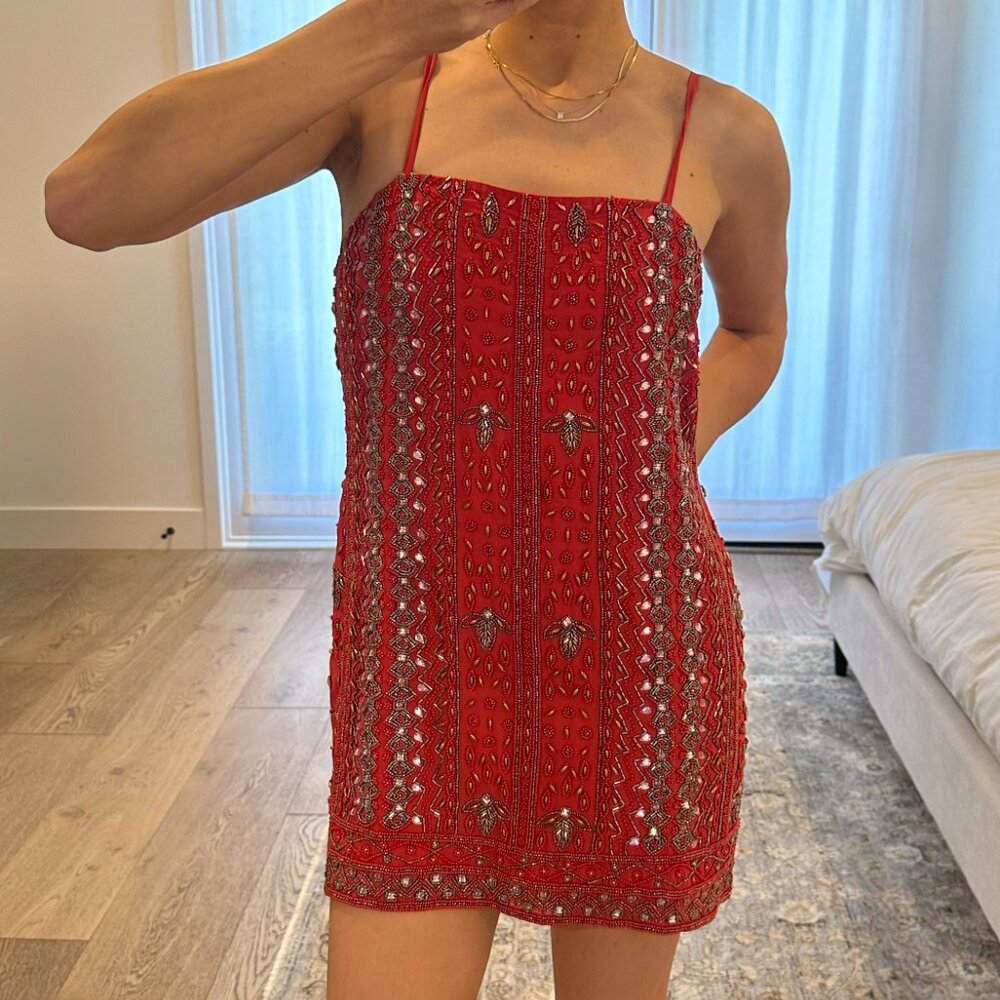 House of Harlow Red Beaded Dress